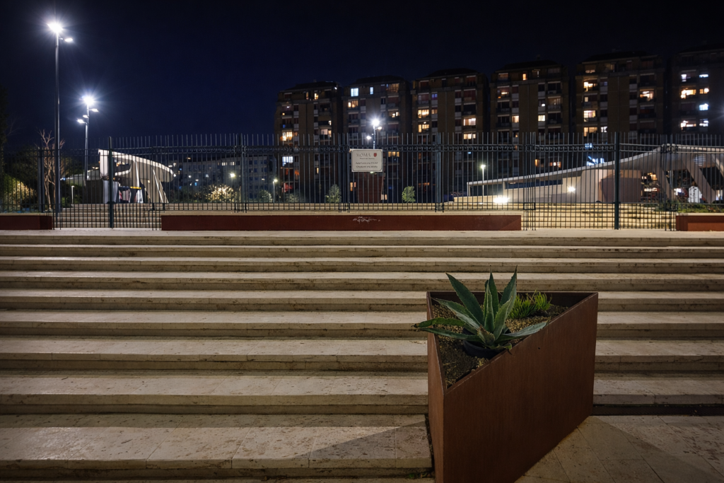 Veduta frontale della Rambla di Pietralata