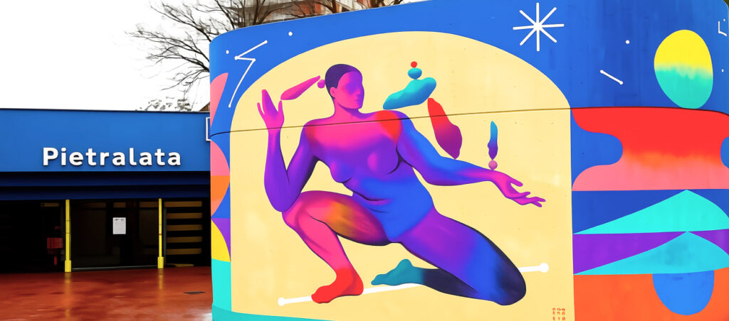 Murale Usawa presso la stazione della Metro B Pietralata